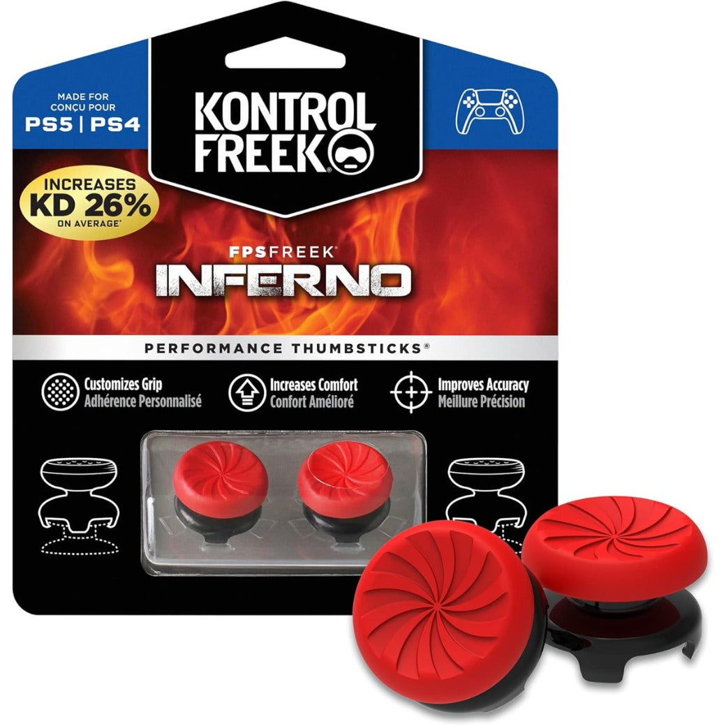 Click to see full view KontrolFreek FPS Freek Inferno for Playstation 4 (PS4) and PlayStation 5 (PS5) | Performance Thumbsticks | 2 High-Rise Concave | Red