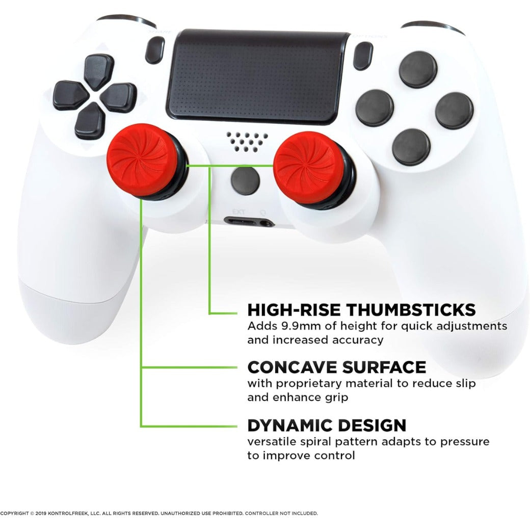 Click to see full view KontrolFreek FPS Freek Inferno for Playstation 4 (PS4) and PlayStation 5 (PS5) | Performance Thumbsticks | 2 High-Rise Concave | Red