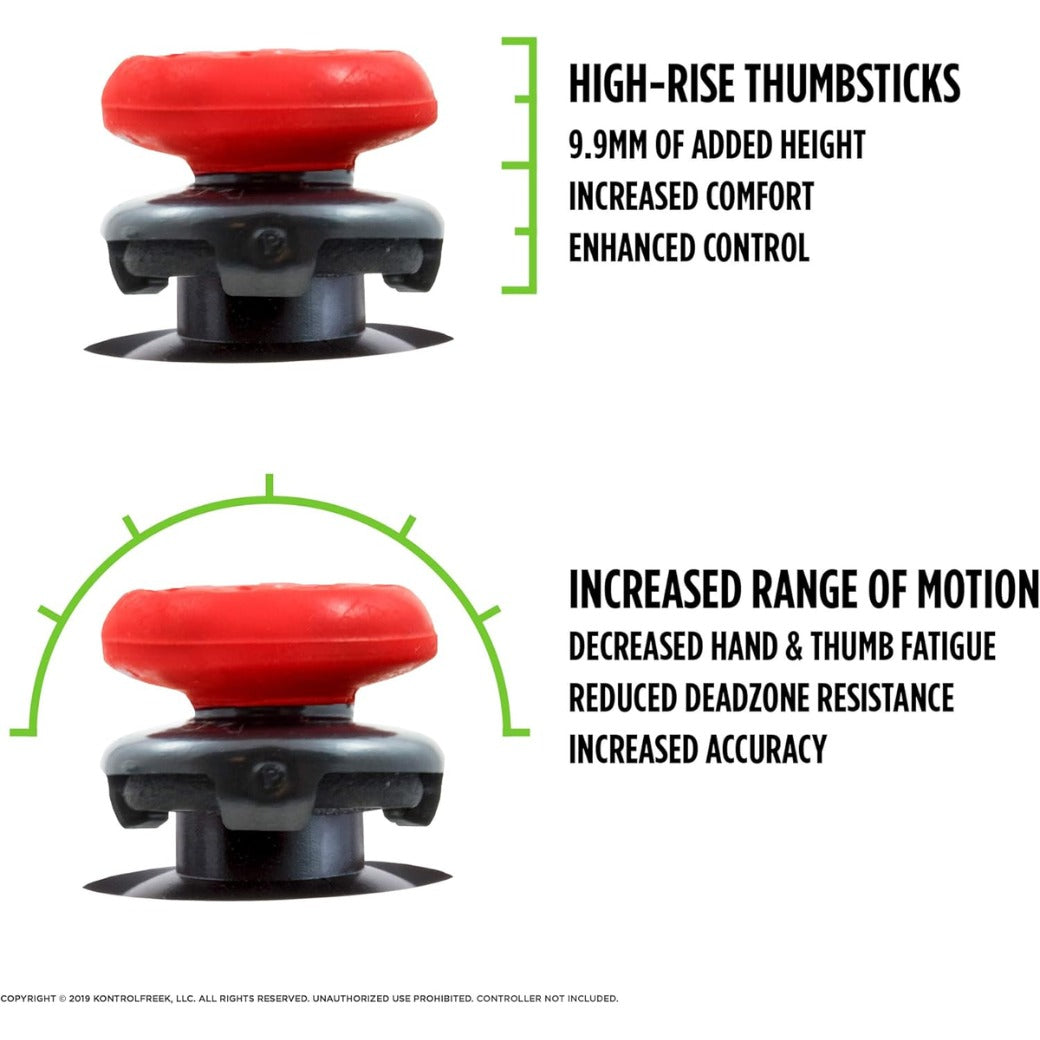 Click to see full view KontrolFreek FPS Freek Inferno for Playstation 4 (PS4) and PlayStation 5 (PS5) | Performance Thumbsticks | 2 High-Rise Concave | Red
