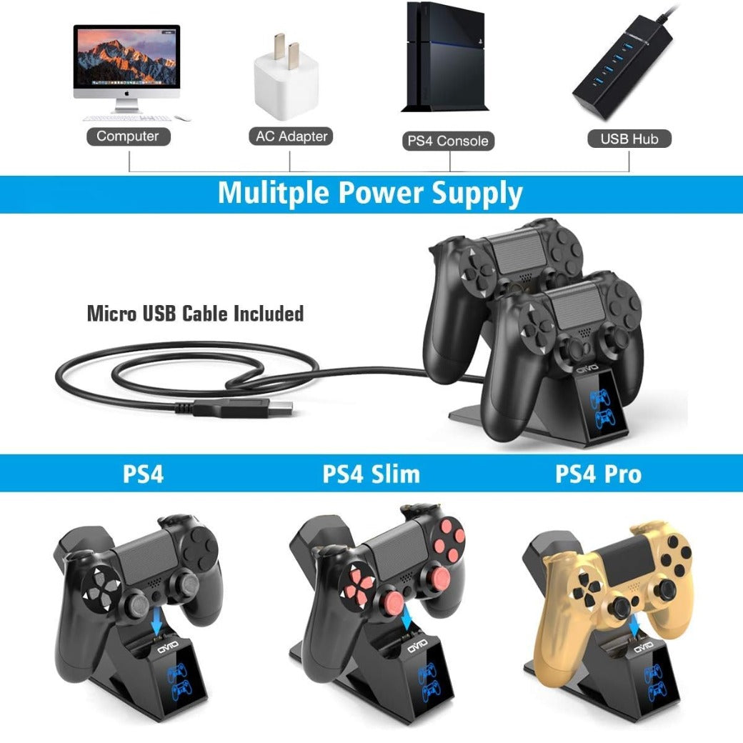 OIVO PS4 Controller Charger, 1.8H Fast PS4 Charging Dock for Sony Playstation 4 Controllers, Playstation 4 Controller Charger for Playstation4 / PS 4 /Slim/Pro Controller