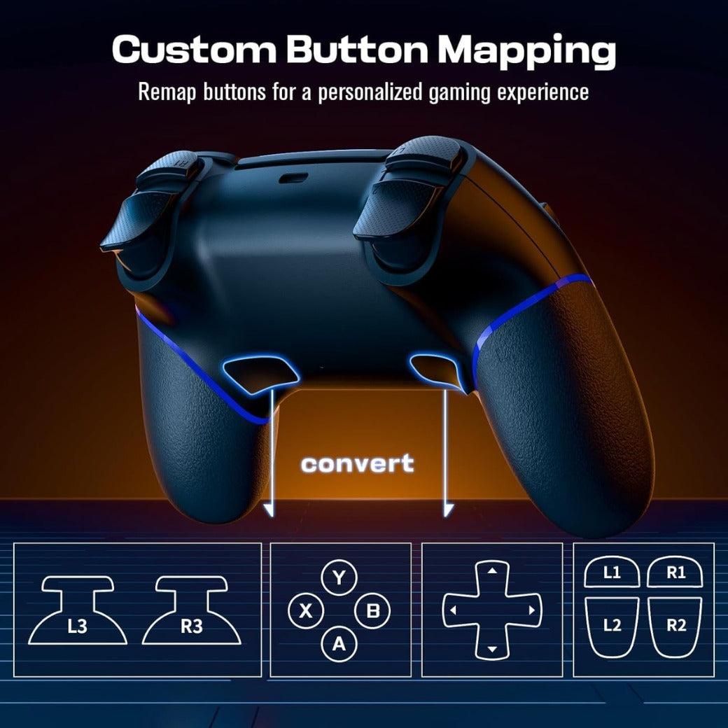 CHEREEKI Wireless Controller for PS4, Compatible with P-S4/Slim/Pro Bluetooth Gamepad Joystick PS4 Remote Control with Paddles Dual Vibration Turbo Six Axis Touch Panel Stereo Headphone Jack Black