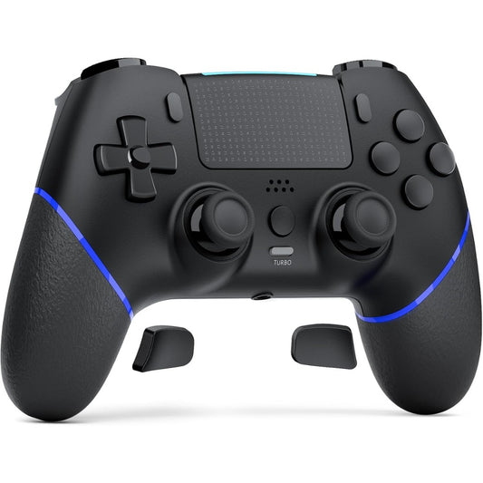 CHEREEKI Wireless Controller for PS4, Compatible with P-S4/Slim/Pro Bluetooth Gamepad Joystick PS4 Remote Control with Paddles Dual Vibration Turbo Six Axis Touch Panel Stereo Headphone Jack Black