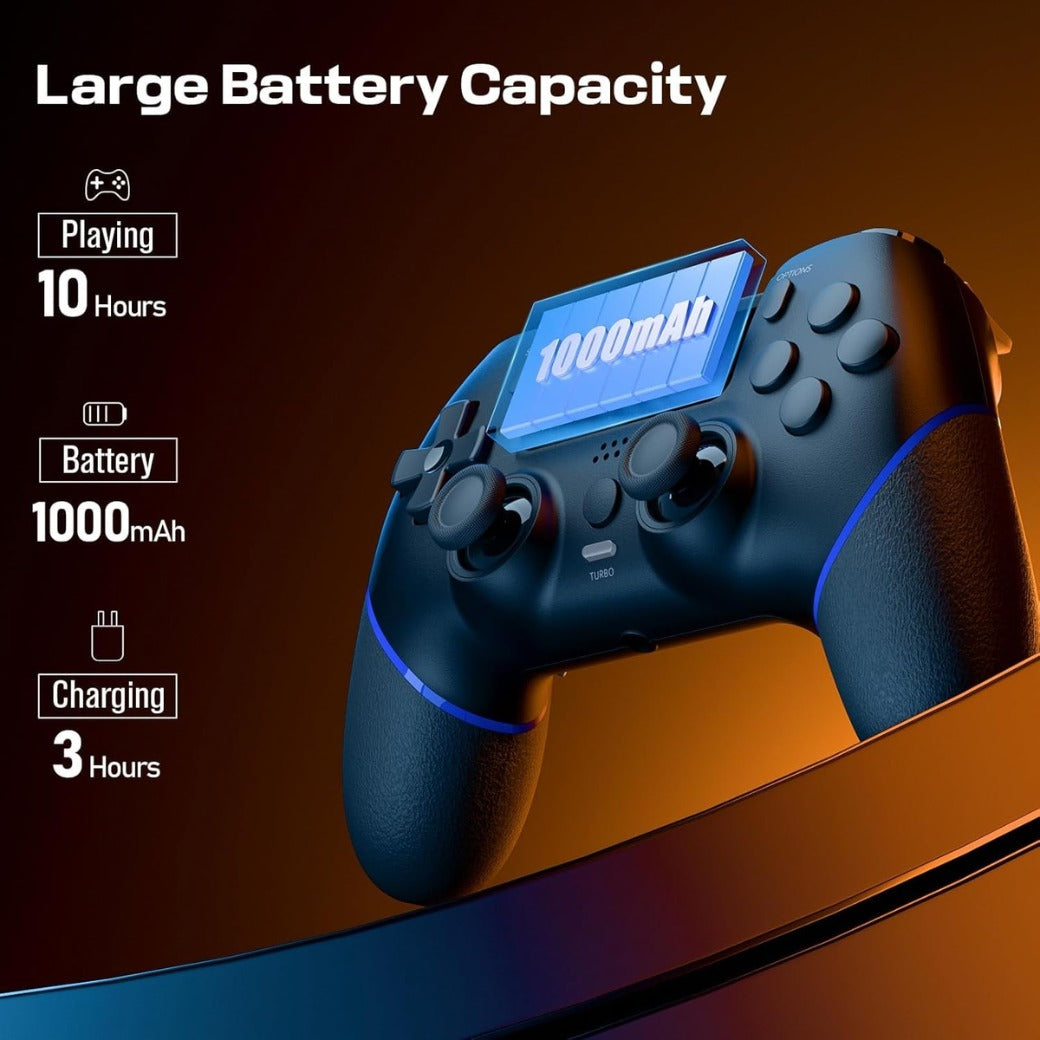 CHEREEKI Wireless Controller for PS4, Compatible with P-S4/Slim/Pro Bluetooth Gamepad Joystick PS4 Remote Control with Paddles Dual Vibration Turbo Six Axis Touch Panel Stereo Headphone Jack Black