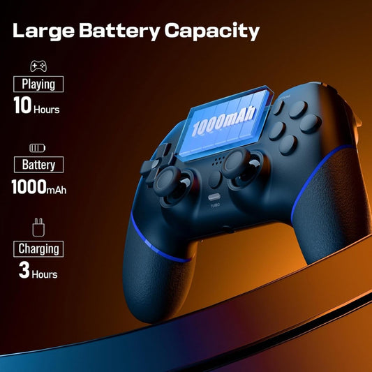 CHEREEKI Wireless Controller for PS4, Compatible with P-S4/Slim/Pro Bluetooth Gamepad Joystick PS4 Remote Control with Paddles Dual Vibration Turbo Six Axis Touch Panel Stereo Headphone Jack Black