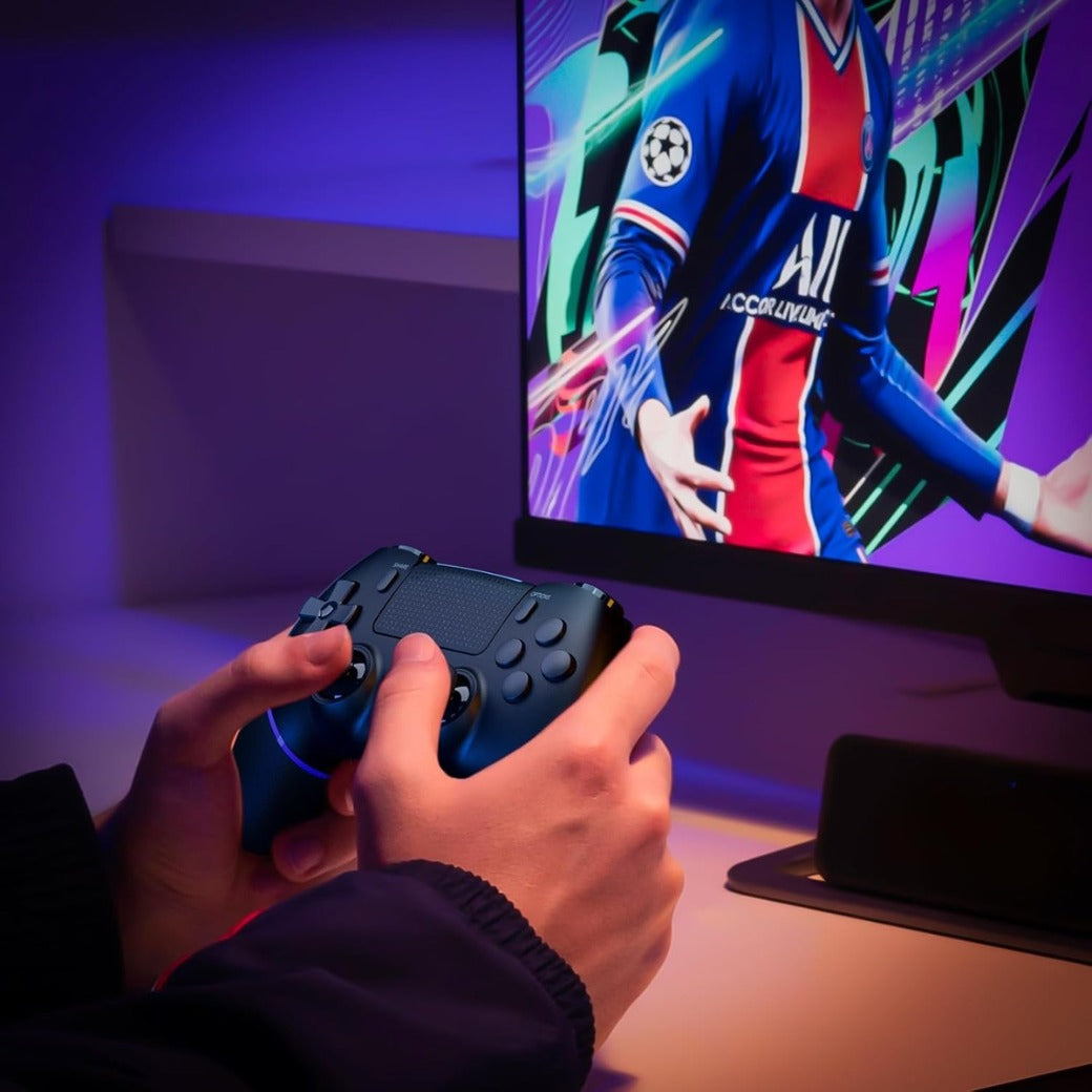 CHEREEKI Wireless Controller for PS4, Compatible with P-S4/Slim/Pro Bluetooth Gamepad Joystick PS4 Remote Control with Paddles Dual Vibration Turbo Six Axis Touch Panel Stereo Headphone Jack Black