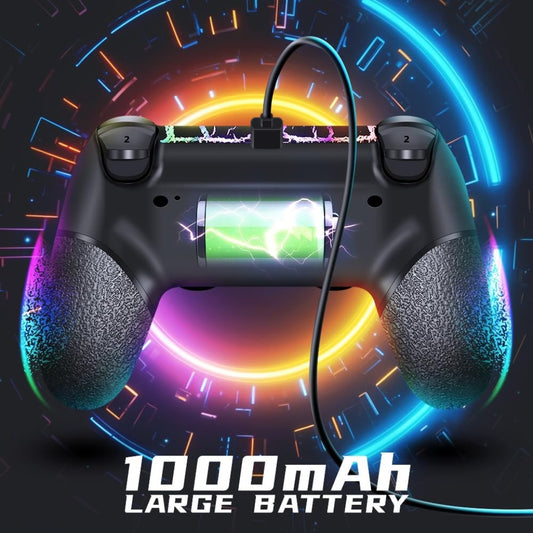 AceGamer Wireless Controller for PS4 Game Compatible with PS4/Pro/PC with Motion Motors and Audio Function,Mini LED Indicator,USB Cable and Anti-Slip (Black Crack)