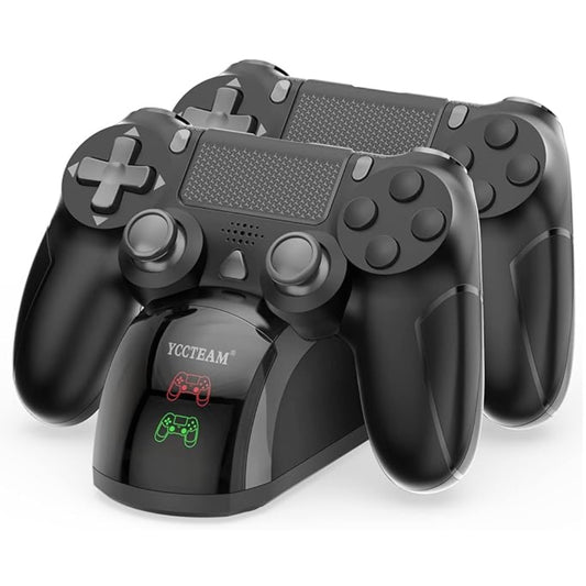 PS4 Controller Charger, Fast Dual USB P4 Controller Charging Station P4 / PS4 Slim/P-S4 Pro Charging Dock Stand Station 4 Thumb Grips