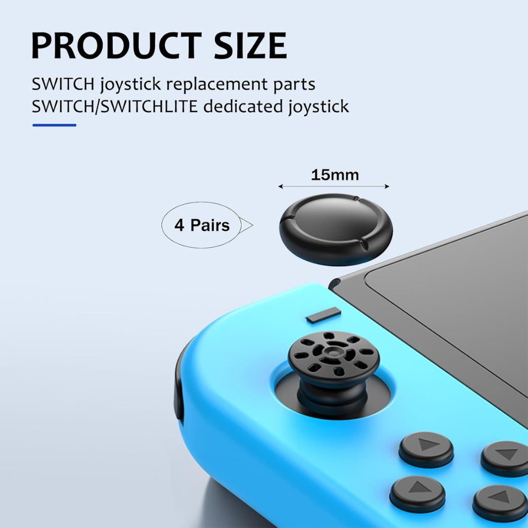 4 Pairs Replacement Button Caps for Switch Joycon,Silicone Joystick Thumb Stick Caps for Nintendo - Switch Thumb Grips - Controller Black Grip Covers - Easy Installation, Enhanced Gaming Experience