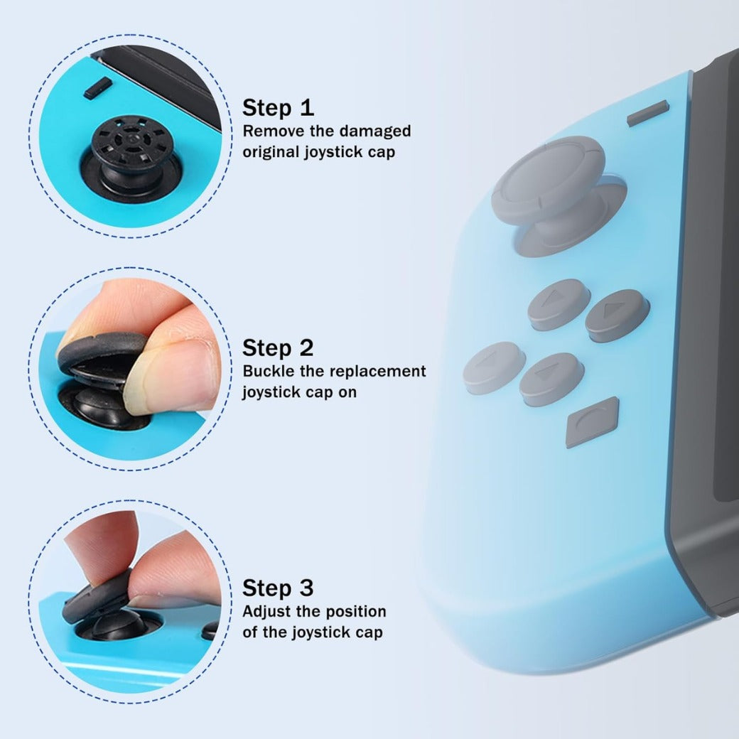 4 Pairs Replacement Button Caps for Switch Joycon,Silicone Joystick Thumb Stick Caps for Nintendo - Switch Thumb Grips - Controller Black Grip Covers - Easy Installation, Enhanced Gaming Experience