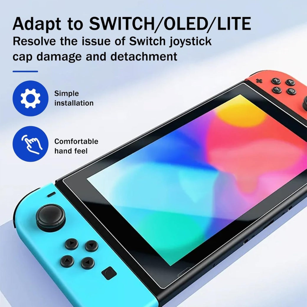 4 Pairs Replacement Button Caps for Switch Joycon,Silicone Joystick Thumb Stick Caps for Nintendo - Switch Thumb Grips - Controller Black Grip Covers - Easy Installation, Enhanced Gaming Experience