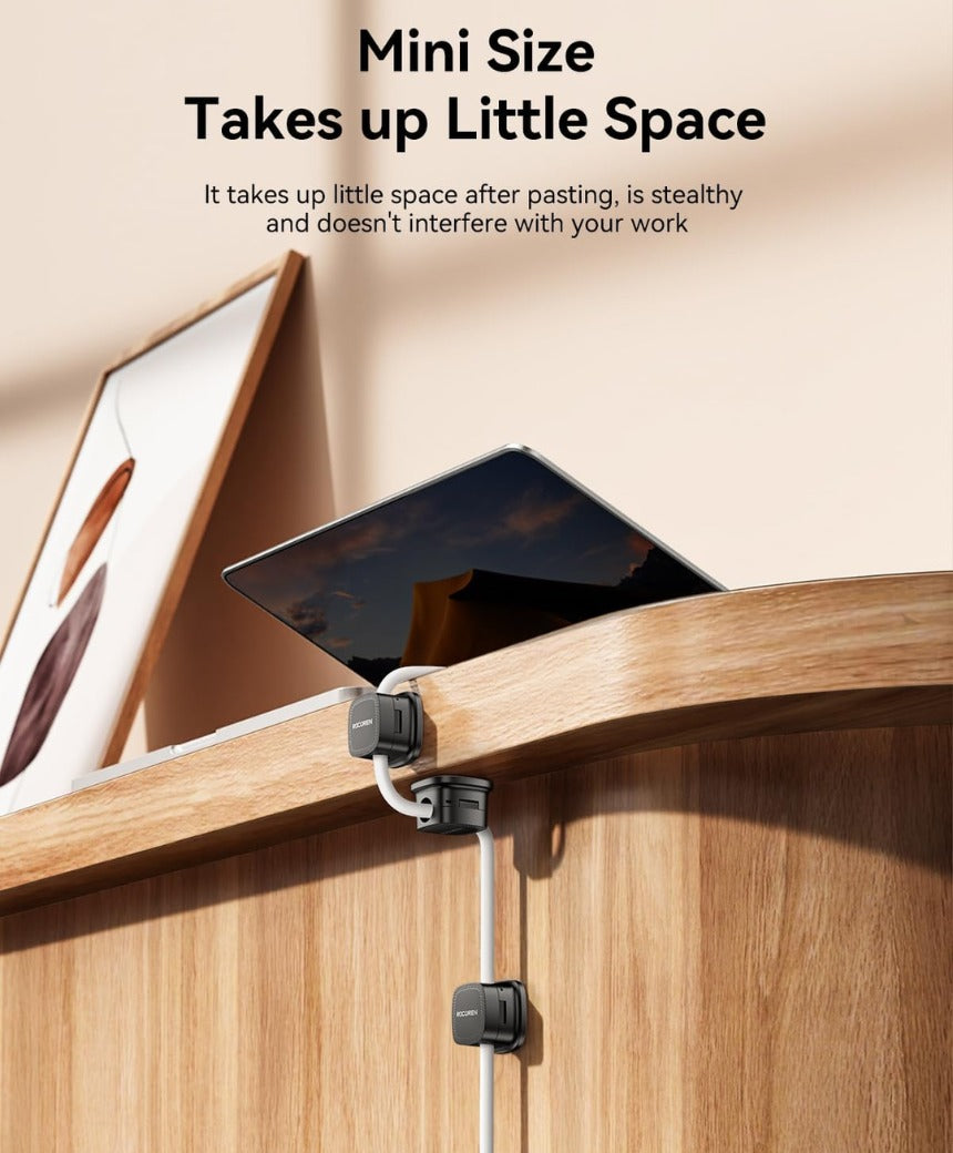 Rocoren Cable Holder Clips, 6 Pack Magnetic Desk Cable Cord Organiser, USB Charger Cable Tidy, Strong Adhesive Wire Management for Nightstand, Kitchen Appliances, Office Supplies