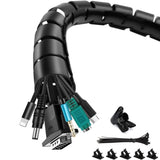 Cable Management Sleeve, 3m/9.8ft Wire Sleeve with 20pcs Zip Ties, 5 Adhesive Cable Clips, 1 Wire Guide Clip, ∅0.63"/16mm+∅0.87"/22mm Cable Tidy Tube Wire Organizer for TV PC Home, Black