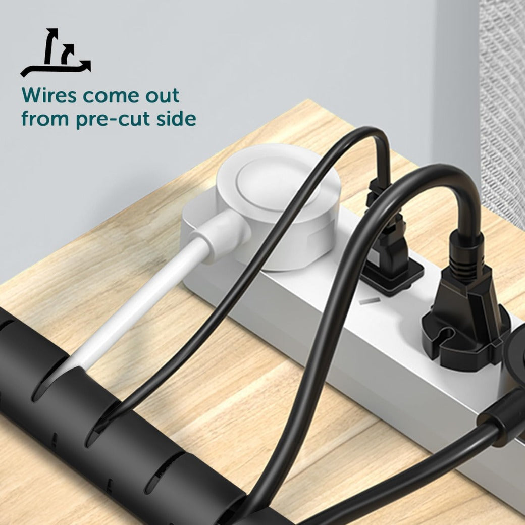 Cable Management Sleeve, 3m/9.8ft Wire Sleeve with 20pcs Zip Ties, 5 Adhesive Cable Clips, 1 Wire Guide Clip, ∅0.63"/16mm+∅0.87"/22mm Cable Tidy Tube Wire Organizer for TV PC Home, Black