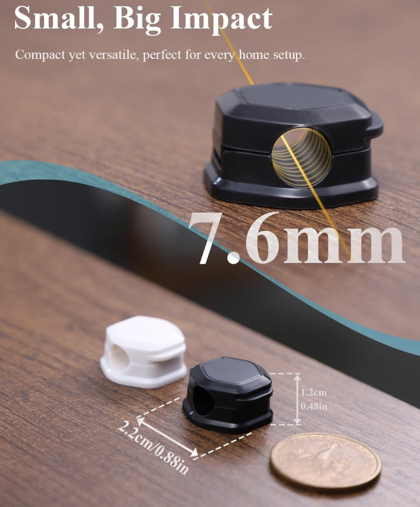 Magnetic Cable Clips (12 Pack) - Self Adhesive Cable Organisers for Desk, Home, Office & Car - Cable Tidy for Charging Cables, USB Cords, Mouse & Keyboard Wires(12, Black)