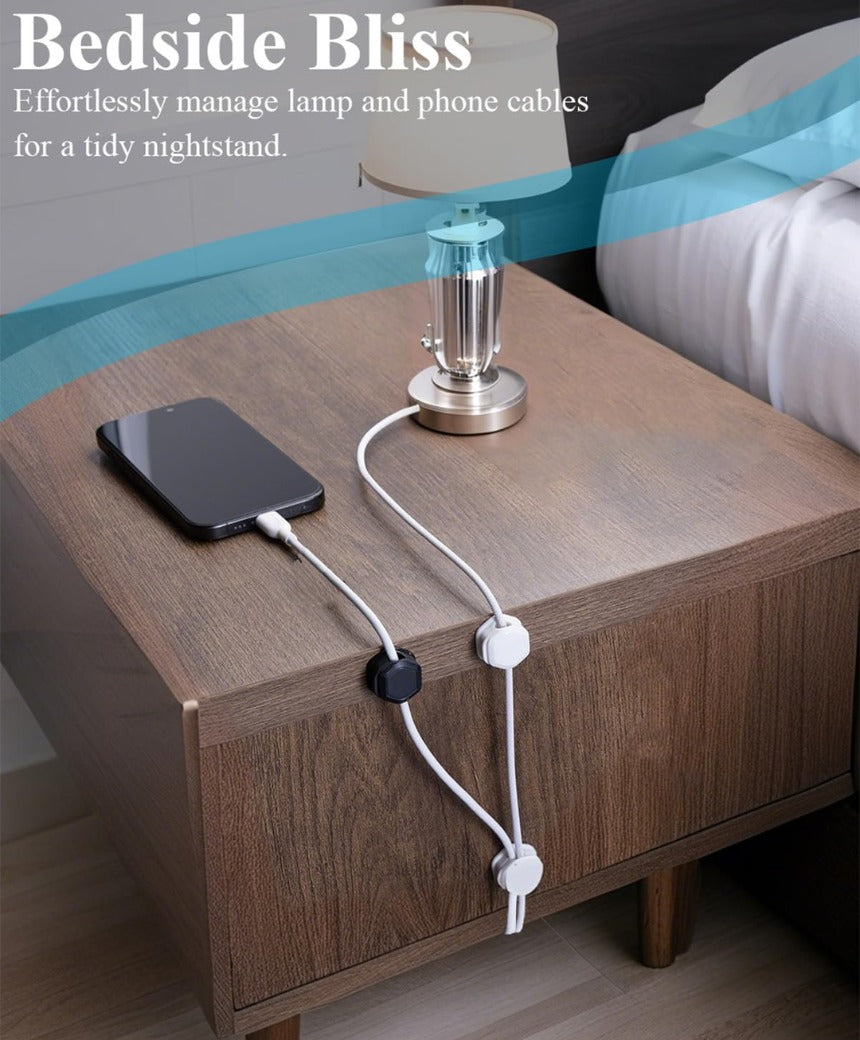 Magnetic Cable Clips (12 Pack) - Self Adhesive Cable Organisers for Desk, Home, Office & Car - Cable Tidy for Charging Cables, USB Cords, Mouse & Keyboard Wires(12, Black)