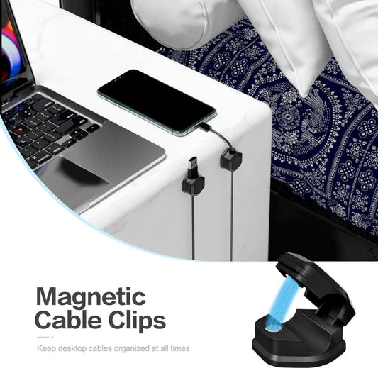 Magnetic Cable Clips (12 Pack) - Self Adhesive Cable Organisers for Desk, Home, Office & Car - Cable Tidy for Charging Cables, USB Cords, Mouse & Keyboard Wires(12, Black)