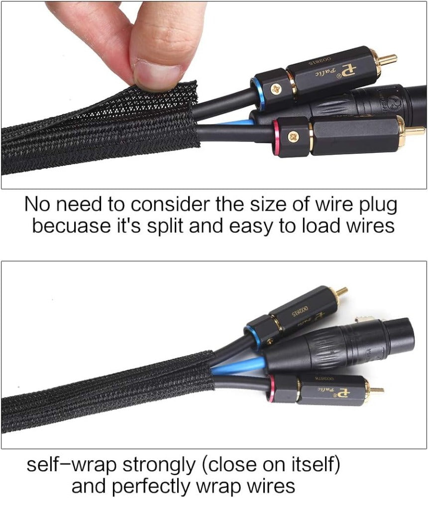 Alex Tech 10ft - 1/2 inch Cord Protector Wire Loom Tubing Cable Sleeve Split Sleeving for USB Power Cord Audio Video Cable – Protect Cat from Chewing Cords - Black