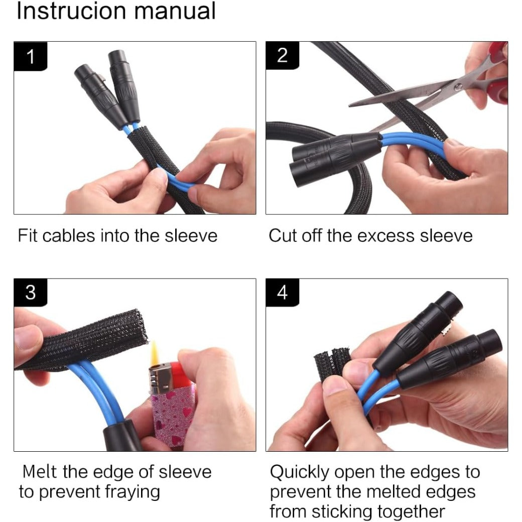 Alex Tech 10ft - 1/2 inch Cord Protector Wire Loom Tubing Cable Sleeve Split Sleeving for USB Power Cord Audio Video Cable – Protect Cat from Chewing Cords - Black