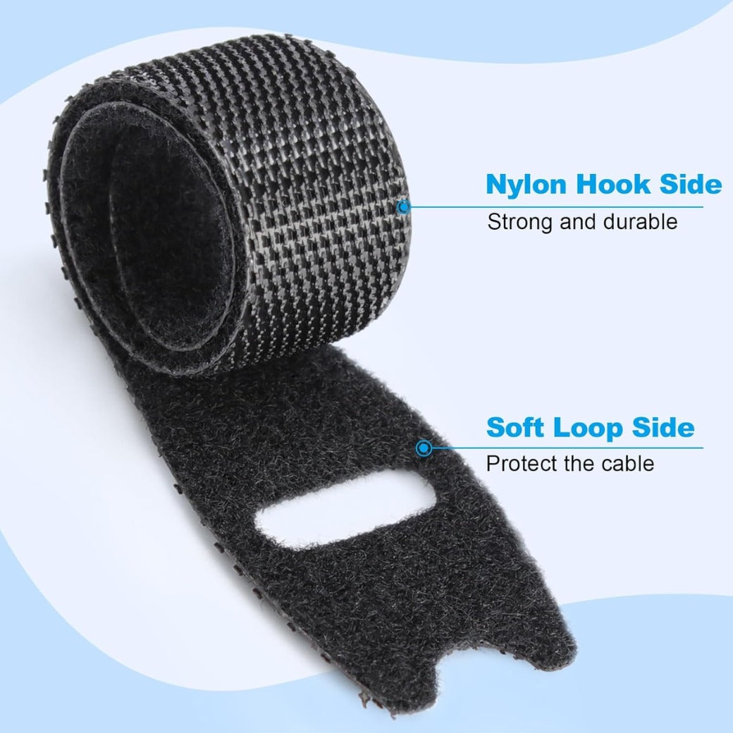 Alyvisun 120 PCS Cable Ties Reusable - 150x12 mm, Black Hook and Loop Nylon Cable Tidy - Ideal for Headphones, Phones, Electronics Under Desk Cable Management Straps