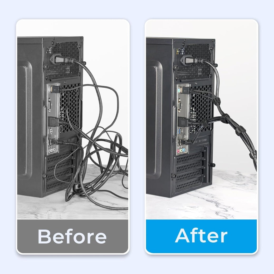 Alyvisun 120 PCS Cable Ties Reusable - 150x12 mm, Black Hook and Loop Nylon Cable Tidy - Ideal for Headphones, Phones, Electronics Under Desk Cable Management Straps