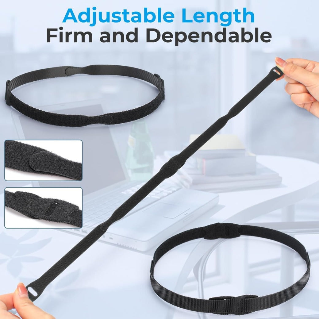 Alyvisun 120 PCS Cable Ties Reusable - 150x12 mm, Black Hook and Loop Nylon Cable Tidy - Ideal for Headphones, Phones, Electronics Under Desk Cable Management Straps