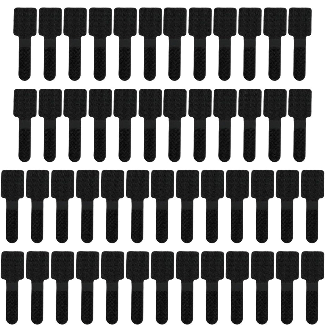 50 PCS Cable Management Under Desk Cable Ties Tidy Self Adhesive Clips Straps Wire Organizer Sticky-back Reusable Cord Holder Adjustable Hook and Loop Nylon Hider for TV PC Desktop Office Small Black