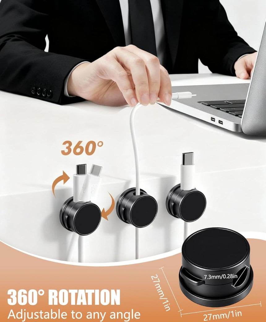 Cable Holder Clips, 9 Pack Magnetic Desk Cable Clips Management, Wire Holder Organiser, No-residue Desk Tidy, Phone Charging Cable Keeper for USB, HDMI, Wall, PC, Car, Office, Home - Black