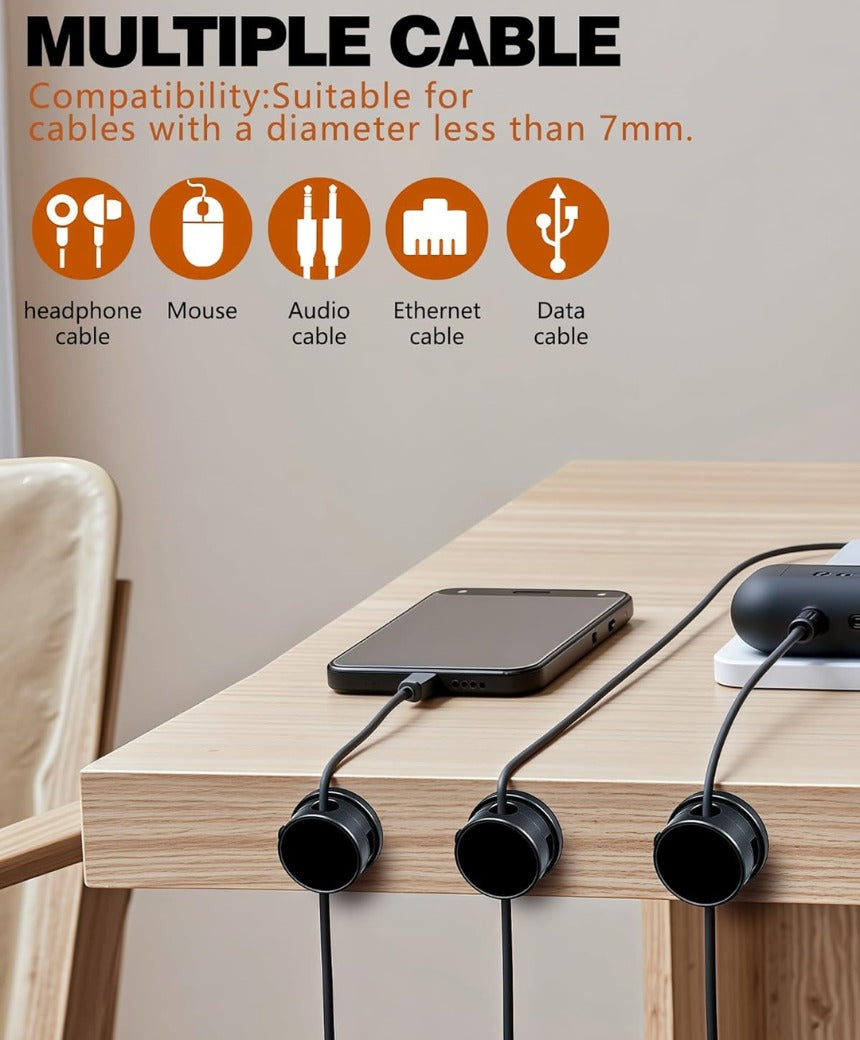 Cable Holder Clips, 9 Pack Magnetic Desk Cable Clips Management, Wire Holder Organiser, No-residue Desk Tidy, Phone Charging Cable Keeper for USB, HDMI, Wall, PC, Car, Office, Home - Black