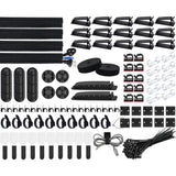 SOULWIT 200PCS Cable Management Kit,4 Cable Sleeves,37 Cable Clips,7 Cable Holders,10 Zip Tie Mounts,20 Cable Clip Nails,100 Cable Fastening Ties,20+2 Roll Cable Straps for TV PC Computer Under Desk