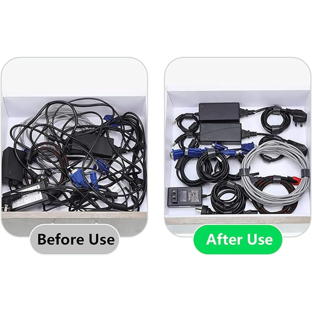 Cable Tie Reusable Black 50 Pack Straps Adjustable Releasable Extension Hook and Loop Tidy Wraps for Headphones HDMI Ethernet Printers Laptops USB Data Cables