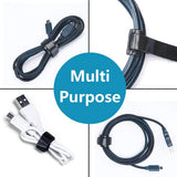 Cable Tie Reusable Black 50 Pack Straps Adjustable Releasable Extension Hook and Loop Tidy Wraps for Headphones HDMI Ethernet Printers Laptops USB Data Cables