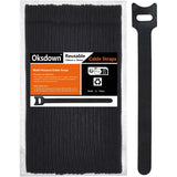 Cable Tie Reusable Black 50 Pack Straps Adjustable Releasable Extension Hook and Loop Tidy Wraps for Headphones HDMI Ethernet Printers Laptops USB Data Cables