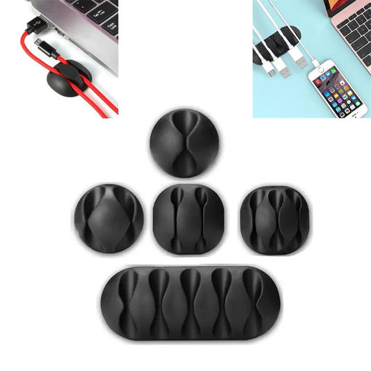 Boulton Cable Holder Clips – Pack of 5 | Cable Tidy Clips for Cables Management | Cord Organiser Clip Silicone Adhesive Wire Holder for Organizing Cables | Sticky Cord Organizer for Organising Wires