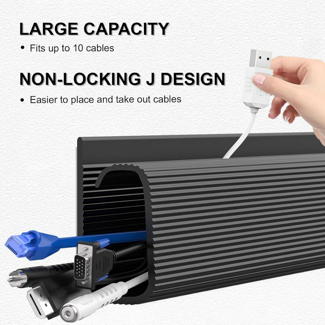 Mokani Cable Management Under Desk, 6 X 15.7in Desk Cord Cable Organizer, No-Drill Cable Raceway, Self-Adhesive Wire Organizer Cable Concealer, Cord Cover Cable Hider Cable Management Tray (Black)