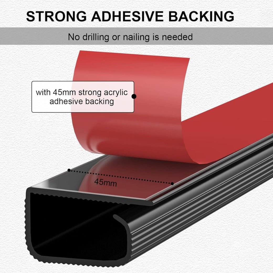 Mokani Cable Management Under Desk, 6 X 15.7in Desk Cord Cable Organizer, No-Drill Cable Raceway, Self-Adhesive Wire Organizer Cable Concealer, Cord Cover Cable Hider Cable Management Tray (Black)