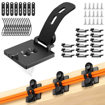 Kanemc Cable Tidy Clips 15 Pack, Elastic Silicone Self-Adhesive Cable Management Wire Organiser, 2 Stage Adjustable Wire Clips Cable Organiser for Office, Home, Under Desk, HDMI, USB, PC, Wall (Black)