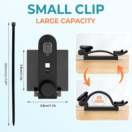 Kanemc Cable Tidy Clips 15 Pack, Elastic Silicone Self-Adhesive Cable Management Wire Organiser, 2 Stage Adjustable Wire Clips Cable Organiser for Office, Home, Under Desk, HDMI, USB, PC, Wall (Black)