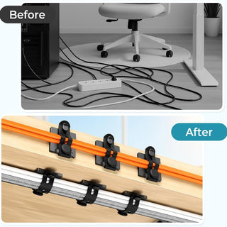 Kanemc Cable Tidy Clips 15 Pack, Elastic Silicone Self-Adhesive Cable Management Wire Organiser, 2 Stage Adjustable Wire Clips Cable Organiser for Office, Home, Under Desk, HDMI, USB, PC, Wall (Black)