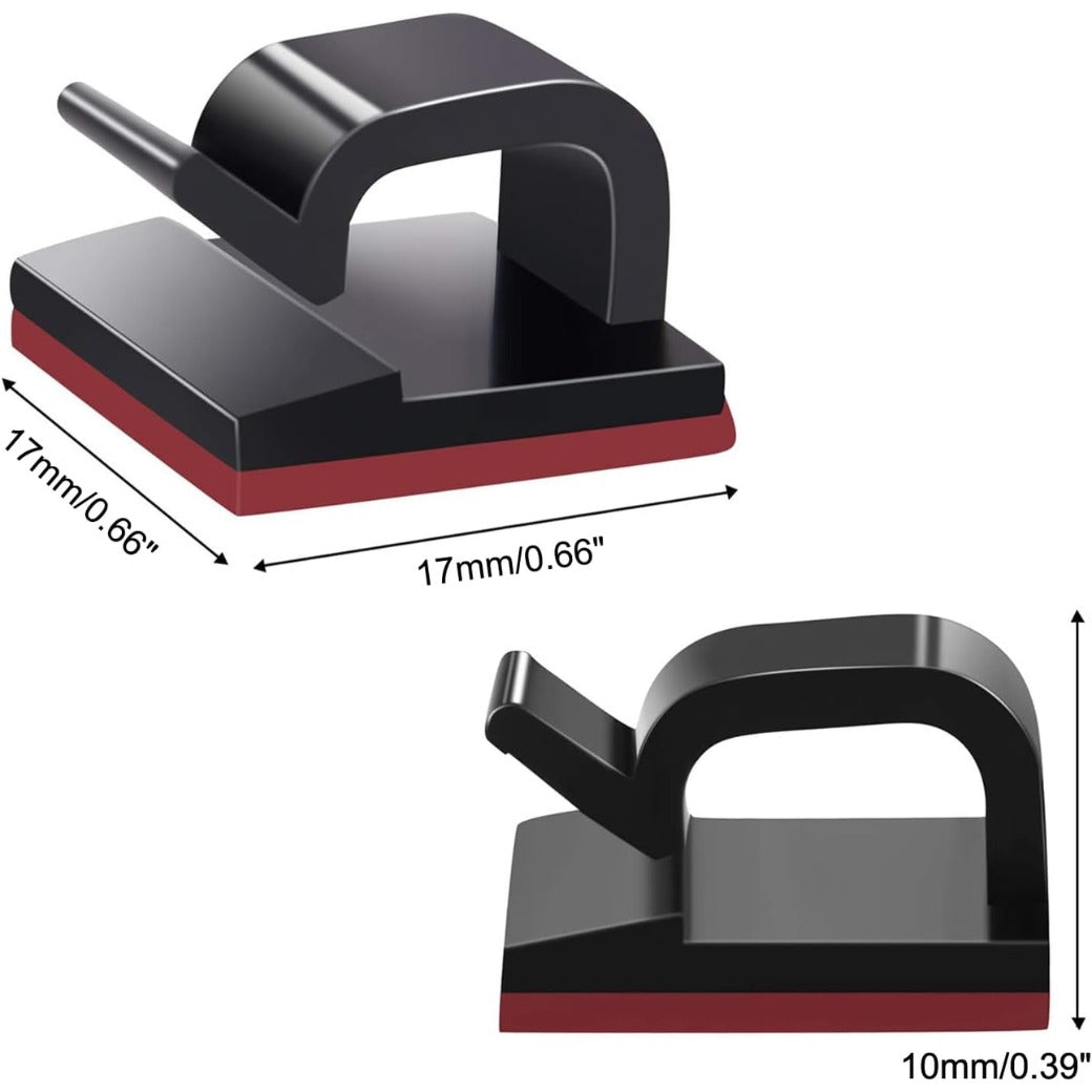 SOULWIT 50 Pcs Self Adhesive Cable Management Clips, Cable Organizers Sticky Wire Clips Cord Holder for TV PC Laptop Ethernet Cable Desktop Home Office (Black)