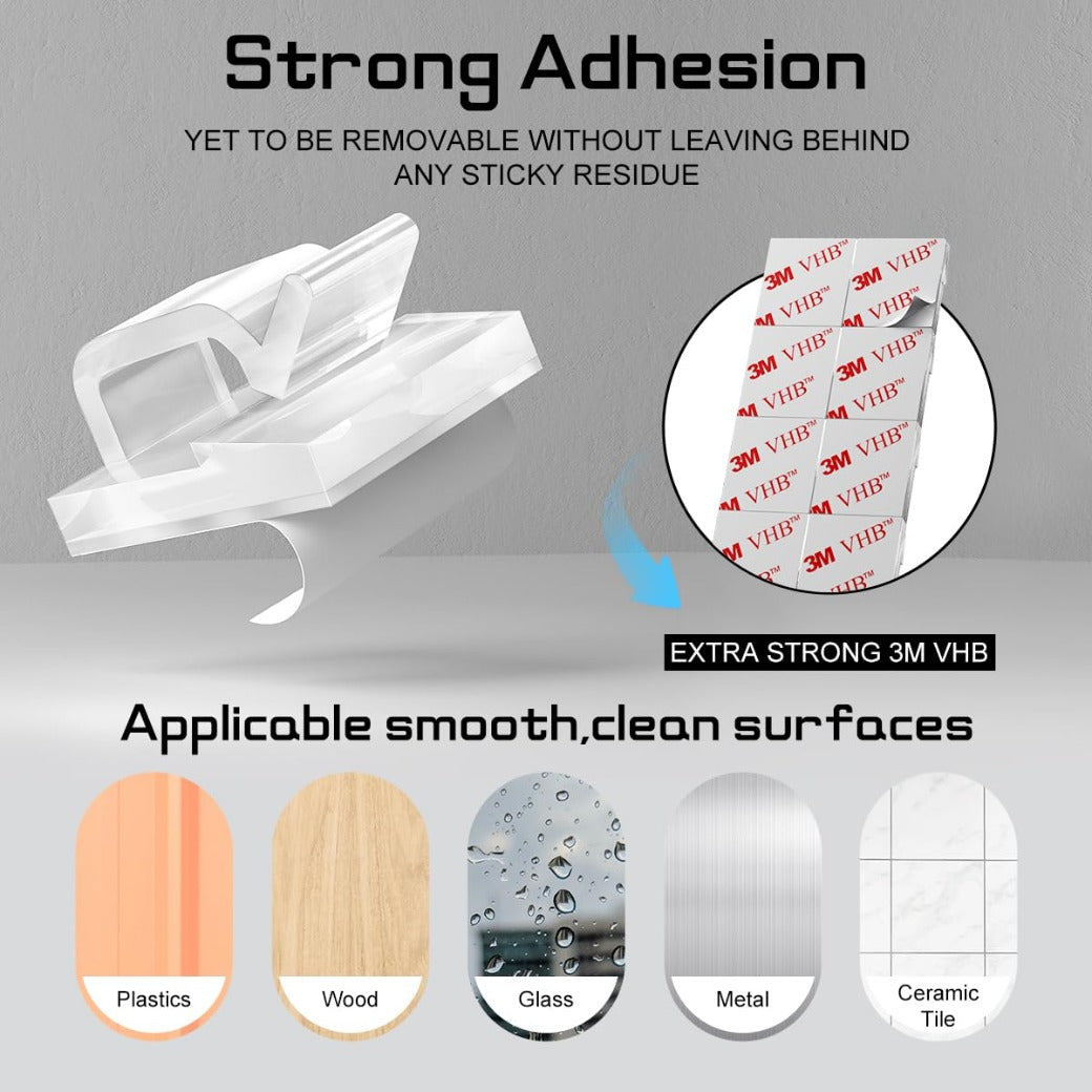 100PCS Self Adhesive Cable Clips, Sticky Wire Tidy Hooks, Adhesive Management Holder for Organiser Wall, Desk, Home and Office (Transparent, Small