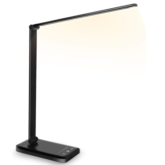 Desk lamp,Eye-caring Aluminium Dimmable Bedside lamp with USB Charging Port, 5 Light Modes x 10 Brightness Levels,Touch Control, for Home,Office,Bedroom,Reading,Work,Study, 5V, 1.2A