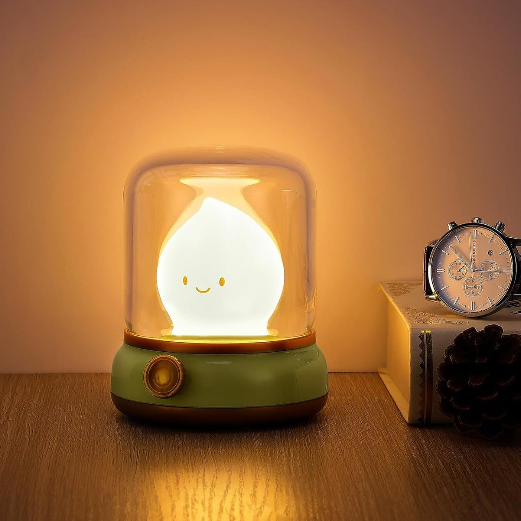 Ghost Campfire Night Light, Small Cute Kerosene Bedside Lamp, 2 Modes Dimmable Warm Night Lamp with Timer, Rechargeable Battery Night Light for Baby Nursing/Kids Sleep Aid/Camping/Party/Room Decor