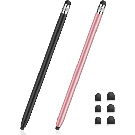 MEKO Stylus Pens for Touch Screens, Universal Tablet Pen Capacitive 2 in 1 Stylus for iPhone/iPad/pro/Mini/Air/Samsung/Tablet (Black + Rose Gold)