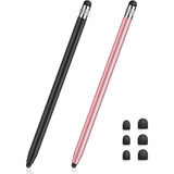 MEKO Stylus Pens for Touch Screens, Universal Tablet Pen Capacitive 2 in 1 Stylus for iPhone/iPad/pro/Mini/Air/Samsung/Tablet (Black + Rose Gold)