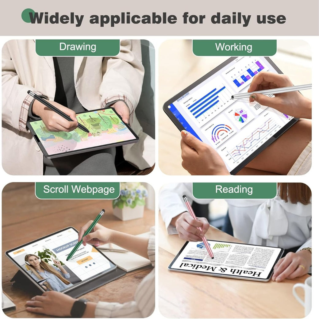 MEKO Stylus Pens for Touch Screens, Universal Tablet Pen Capacitive 2 in 1 Stylus for iPhone/iPad/pro/Mini/Air/Samsung/Tablet (Black + Rose Gold)