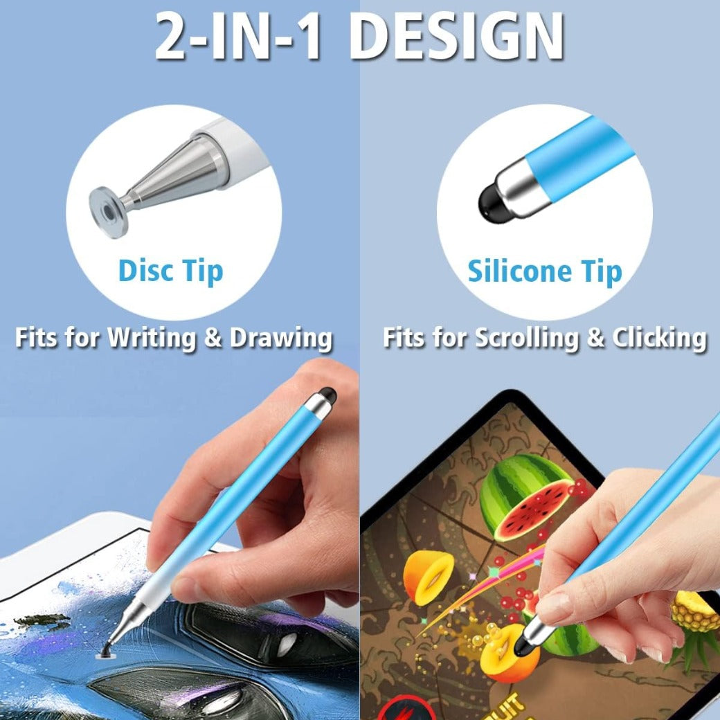 Stylus Pens for Touch Screens, Universal 2 in 1 Stylus Pen for iPad Compatible with iPhone, iPad, Android, Microsoft Tablets, Phones, Surface,[5 Pack]-Blue,Green,Pink,Purple,Yellow