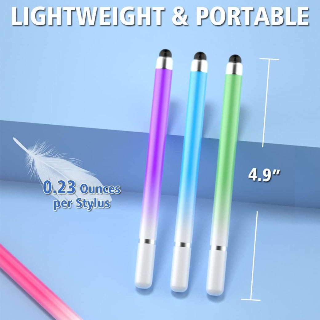 Stylus Pens for Touch Screens, Universal 2 in 1 Stylus Pen for iPad Compatible with iPhone, iPad, Android, Microsoft Tablets, Phones, Surface,[5 Pack]-Blue,Green,Pink,Purple,Yellow
