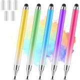 Stylus Pens for Touch Screens, Universal 2 in 1 Stylus Pen for iPad Compatible with iPhone, iPad, Android, Microsoft Tablets, Phones, Surface,[5 Pack]-Blue,Green,Pink,Purple,Yellow