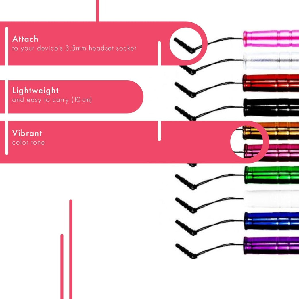 KING OF FLASH Capacitive/Resistive Touchscreen Mini Stylus Pens, Stylus on a String, Comes With 10 Colored Styluses