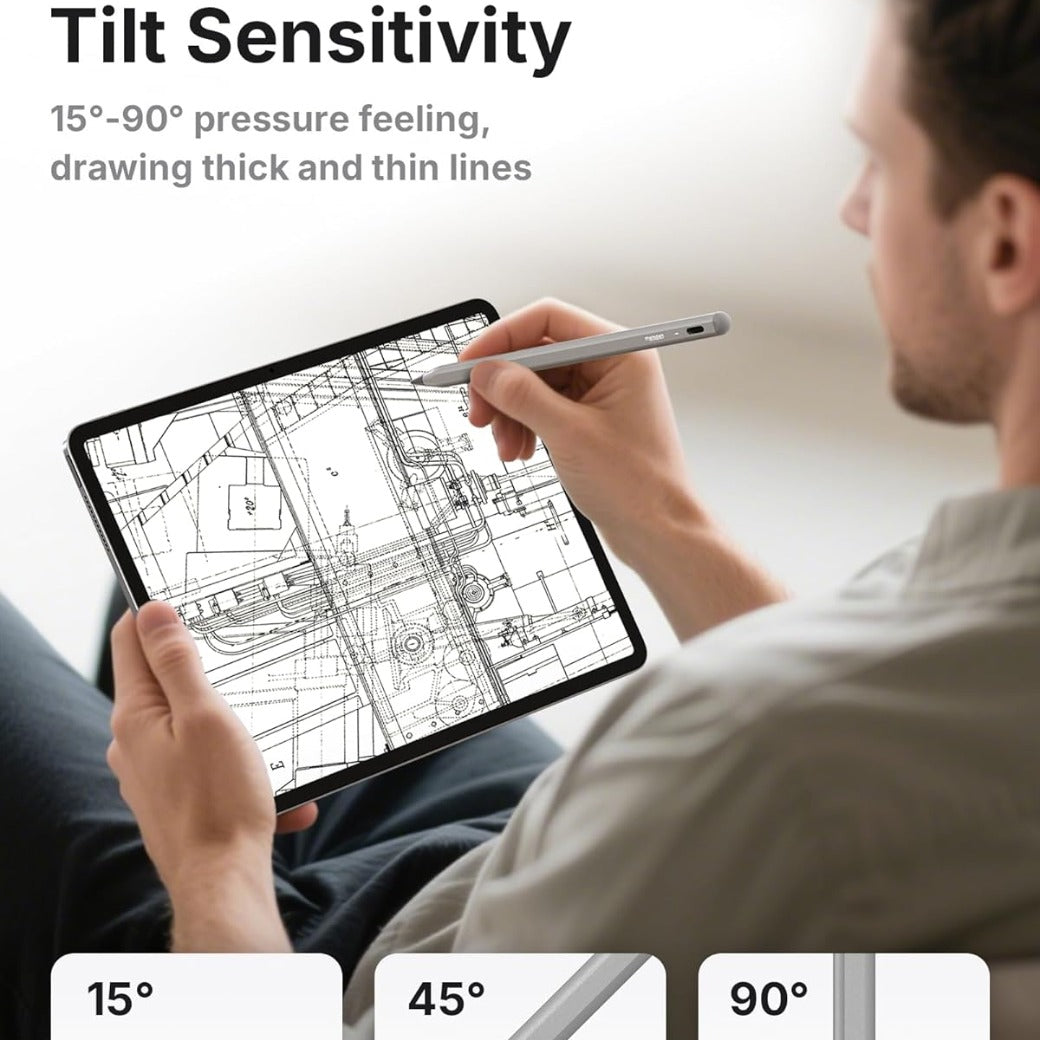 Metapen Pencil A8 for iPad 2018-2025, (2X Faster Charge), Pixel Precision, Tilt Sensitive Stylus Pen Compatible Apple iPad 11/10/9/8/7/6th Gen, Pro 12.9/11/13 Inch M4, Air 3/4/5/M2/M3, Mini5/6, Grey